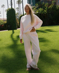 "Lacy" Wideleg Sweatpants in Angel Pink
